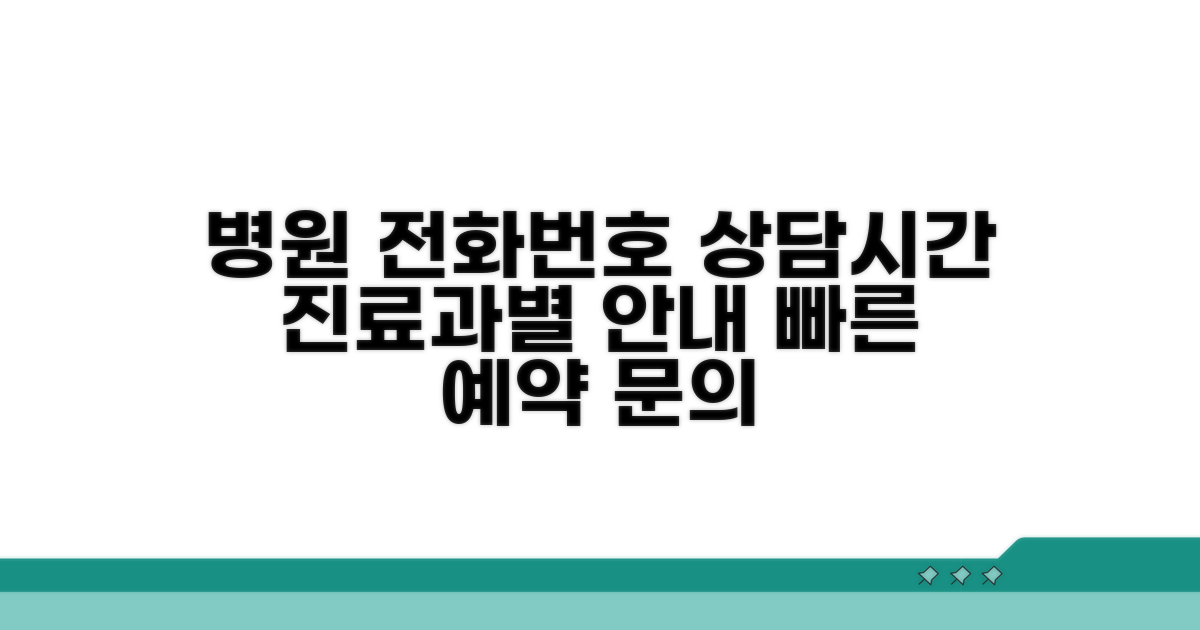 진료과별 전화번호와 상담 시간