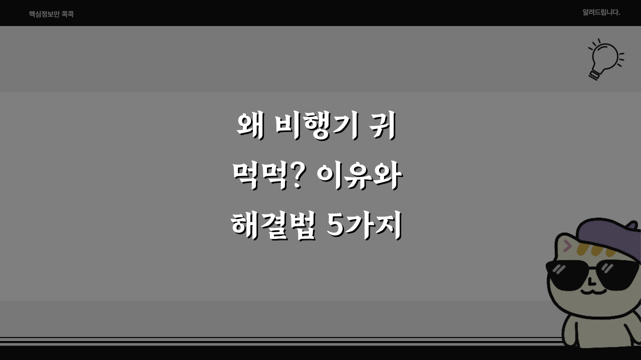 왜 비행기 귀 먹먹? 이유와 해결법 5가지 총정리