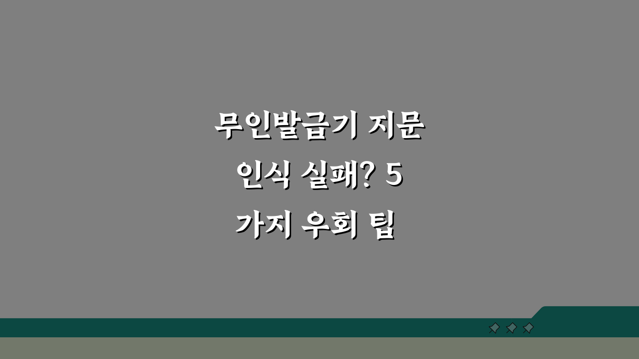 무인발급기 지문인식 실패? 5가지 우회 팁 공개